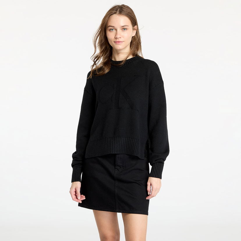 Pleteni pulover CALVIN KLEIN Intarsia Loose Sweater Black Črna | J20J224224 BEH