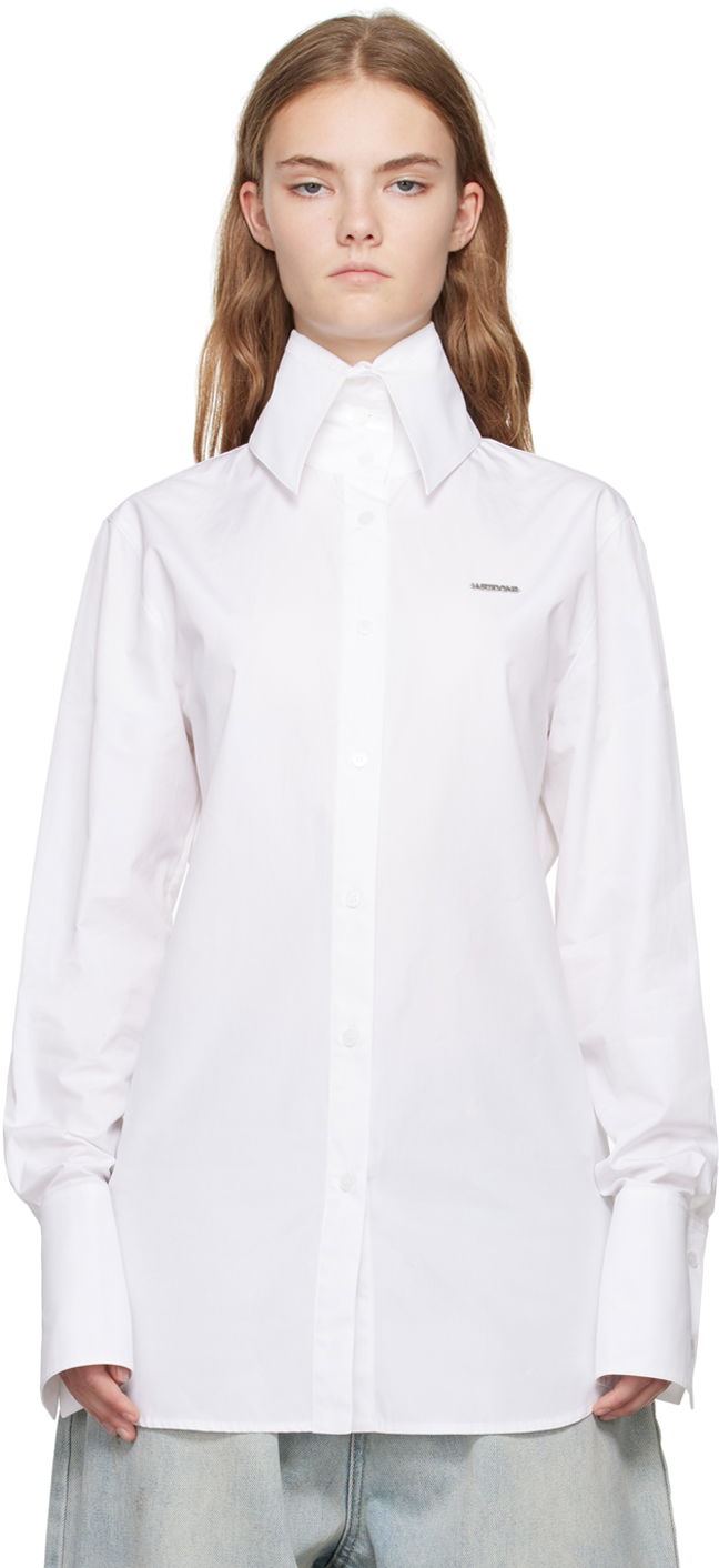 Srajce We11done High-Neck Collar Shirt Bela | WD-SH2-24-130-W-WH