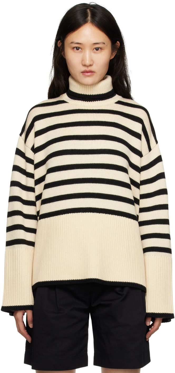Pleteni pulover TOTEME Signature Stripe Turtleneck Sweater Bež | 212-562-758, 0