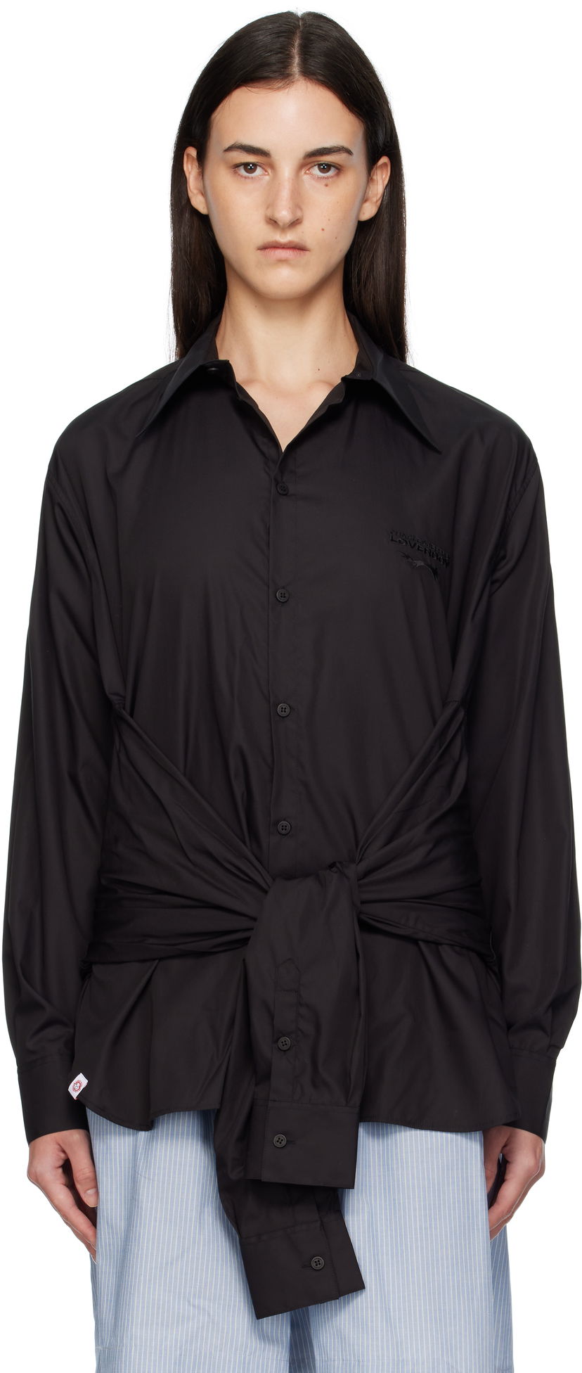 Srajce Charles Jeffrey Loverboy Charles Jeffrey LOVERBOY Hug Tie-Waist Shirt Črna | 52070401