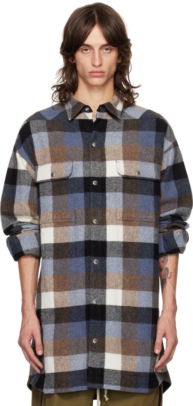 Srajce Rick Owens Blue Porterville Oversized Shirt Črna | RU02D6728 WLDP