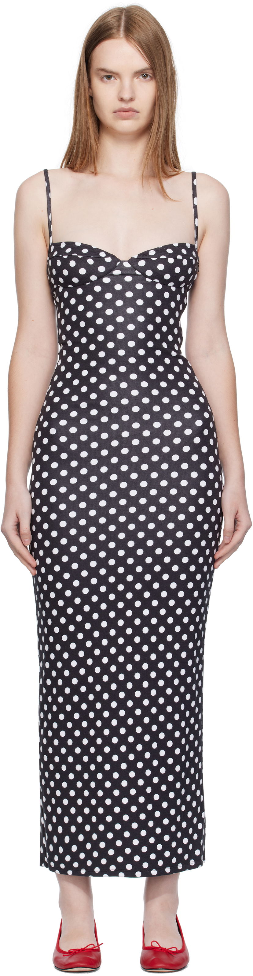 Obleke Miaou Miaou Florence Polka Dot Midi Dress Črna | 5067HJBBWP