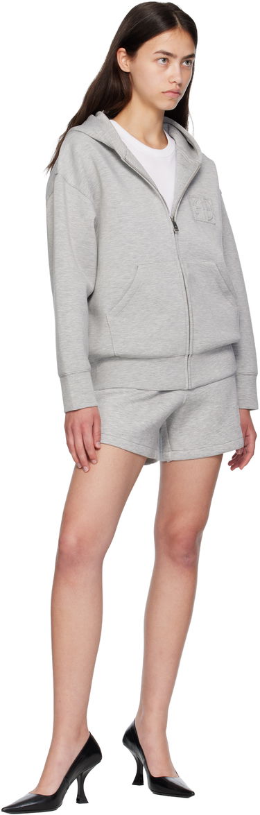 Pulover Anine Bing ANINE BING Bond Zip Up Framed Monogram Hoodie Siva | A-08-10742-GRY1, 3