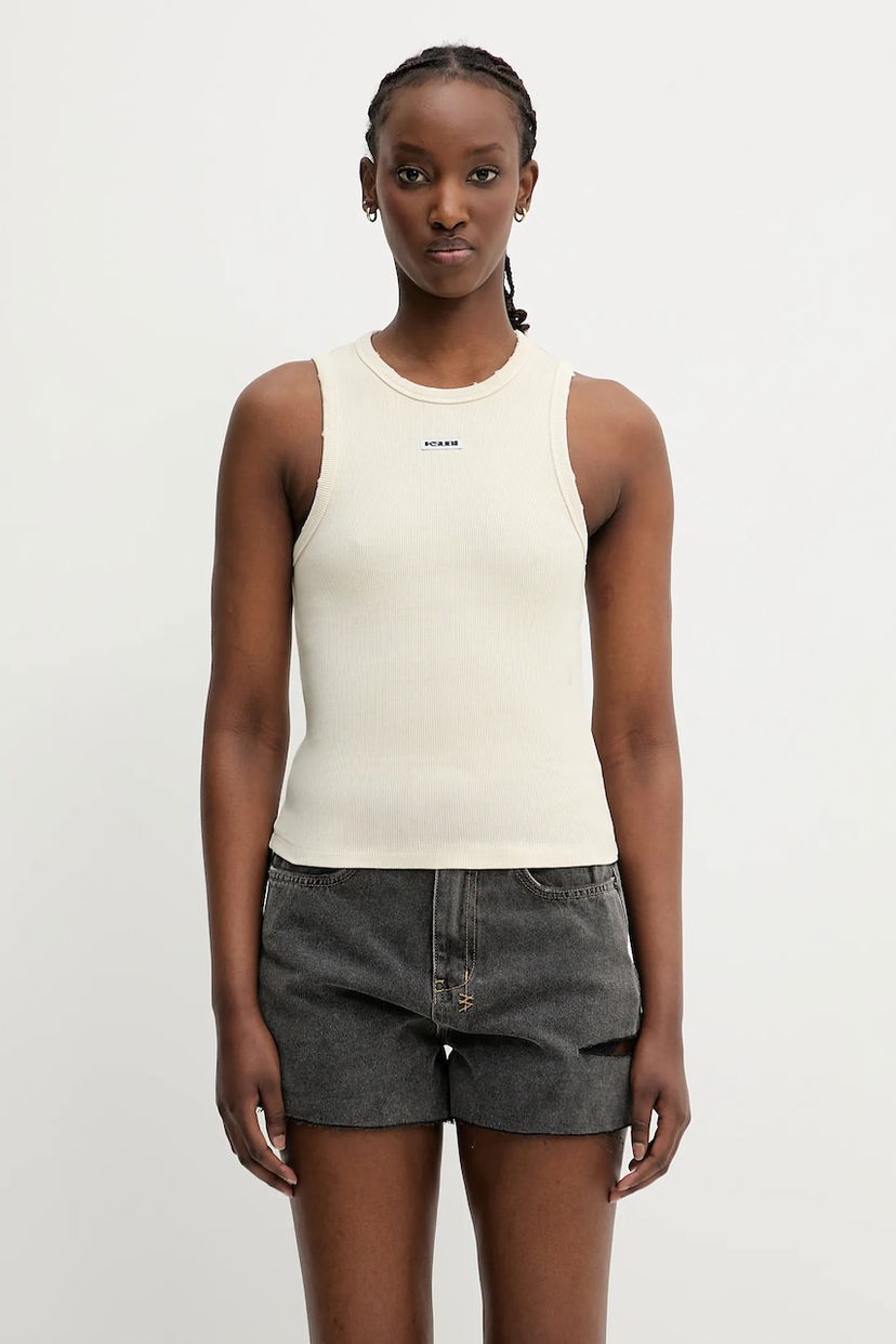 Majica brez rokavov Ksubi KSUBI Labels Syndicate Tank Top Bež | WSP25SI004