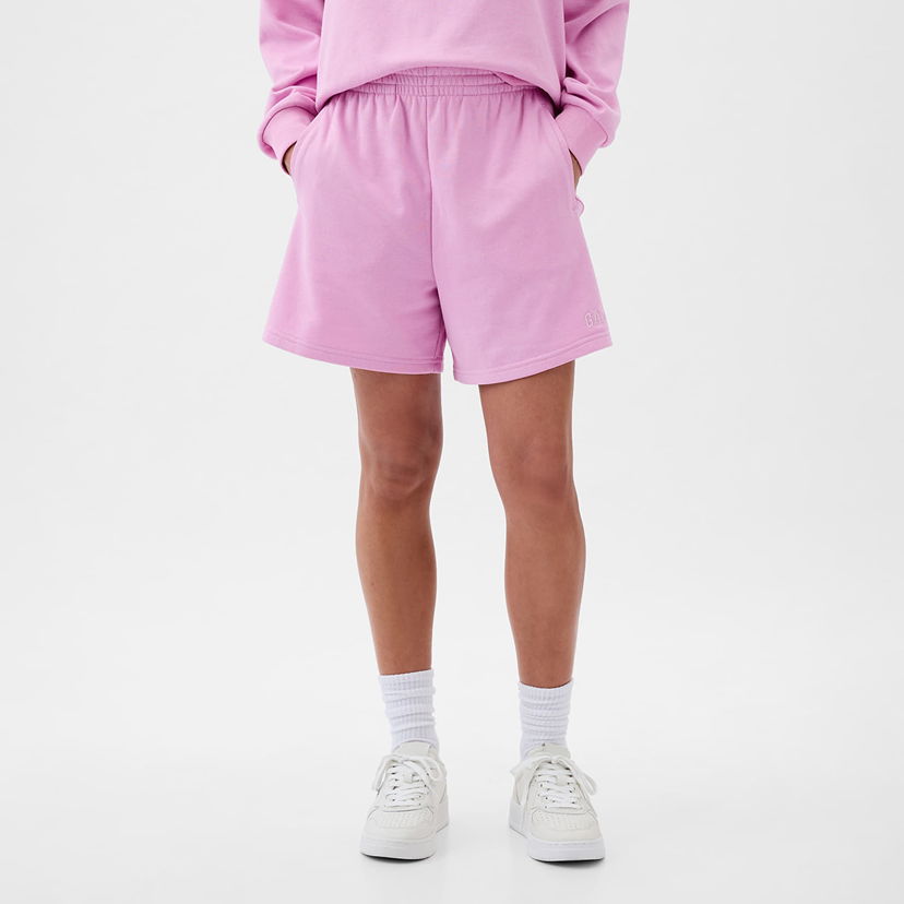 Kratke hlače GAP French Terry Logo Boyfriend Shorts Sugar Roza | 870978-00