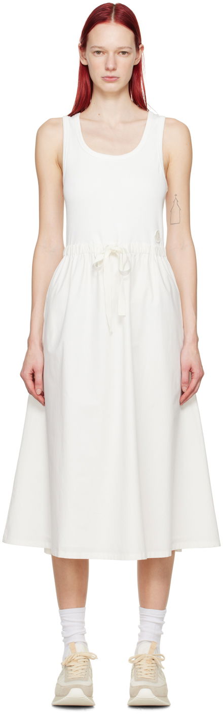 Obleke Moncler White Paneled Midi Dress Bela | J10938I0002089AK6