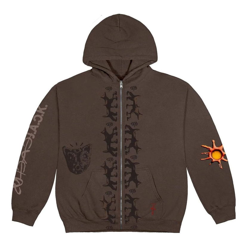 Pulover Cactus Jack by Travis Scott Travis Scott Reverse Dog Zip-Up Hoodie Rjava | CJFN-SS81