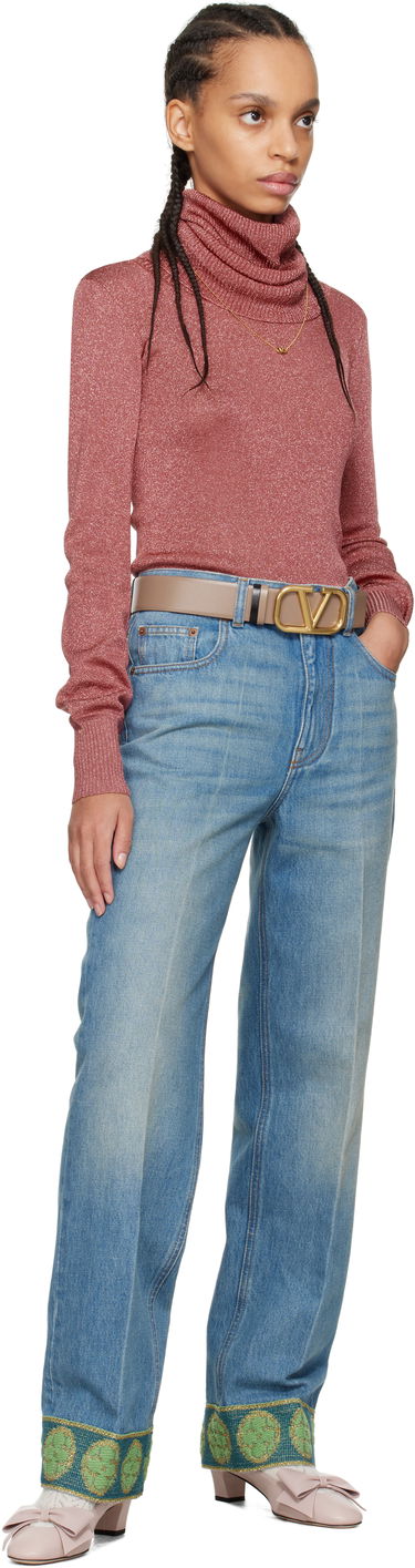 Pleteni pulover Valentino Valentino Lurex Turtleneck Sweater Roza | 6B3KC63A93T, 4