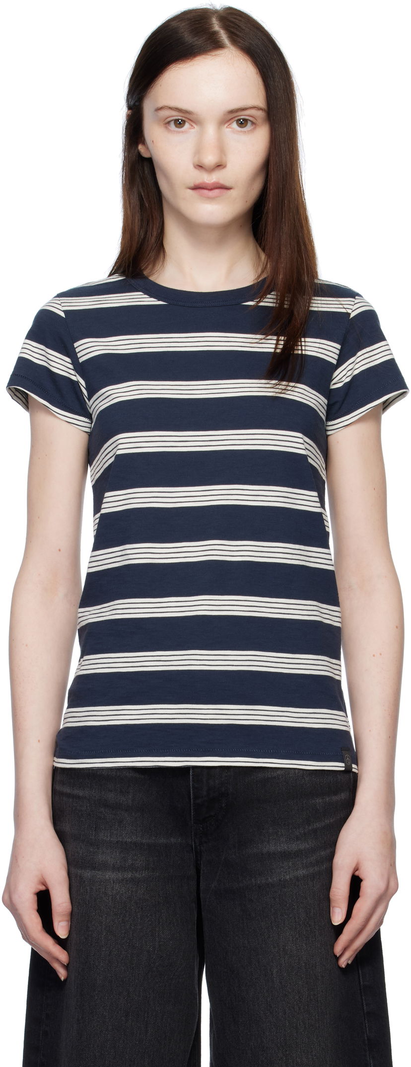 Majica rag & bone Striped T-Shirt Modra | WCC22HT020TA20