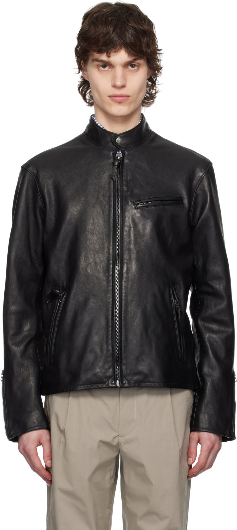 Jakna Polo by Ralph Lauren Ralph Lauren Café Racer Leather Jacket Črna | 710615464001