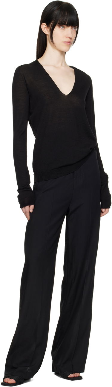 Pleteni pulover Rick Owens Rick Owens Hollywood V-Neck Sweater Črna | RP01E7623 M, 3