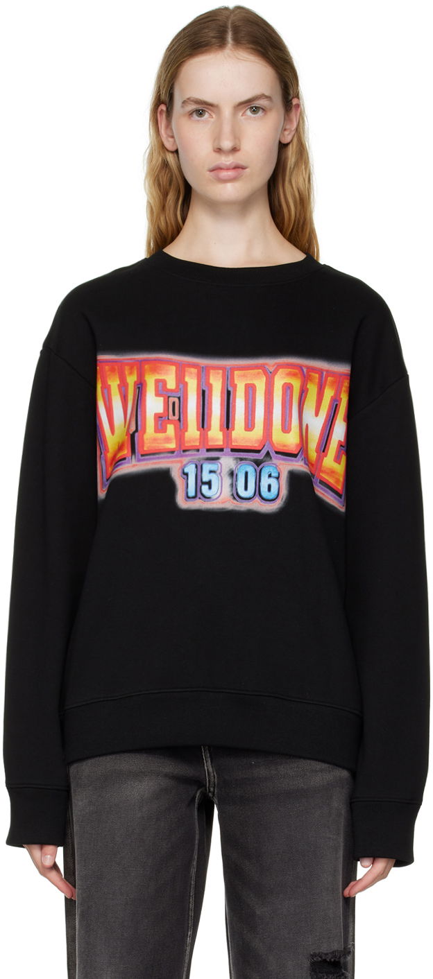 Pleteni pulover We11done We11done Crewneck Sweatshirt with Graphic Print Črna | WD-TS3-22-765-U-BK