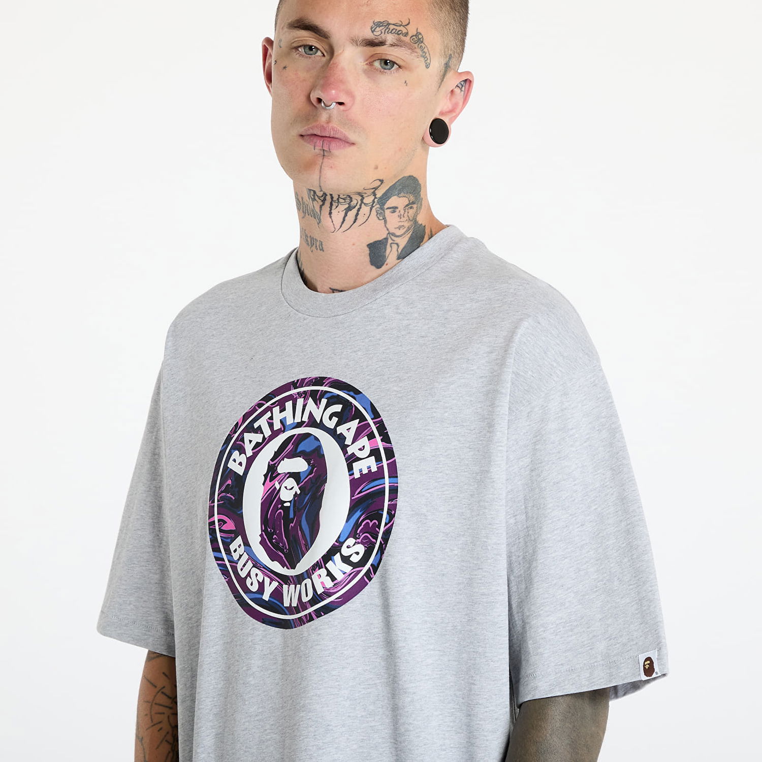 Majica BAPE A BATHING APE Marbling Camo Busy Works Relaxed Fit Tee Gray Siva | 001TEK801324M GRA, 1