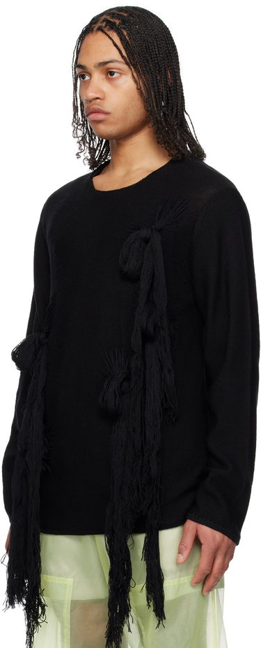 Pleteni pulover Comme des Garçons CDG Homme Plus Worsted Wool Knotted Tassel Sweater Črna | PO-N002-051, 3