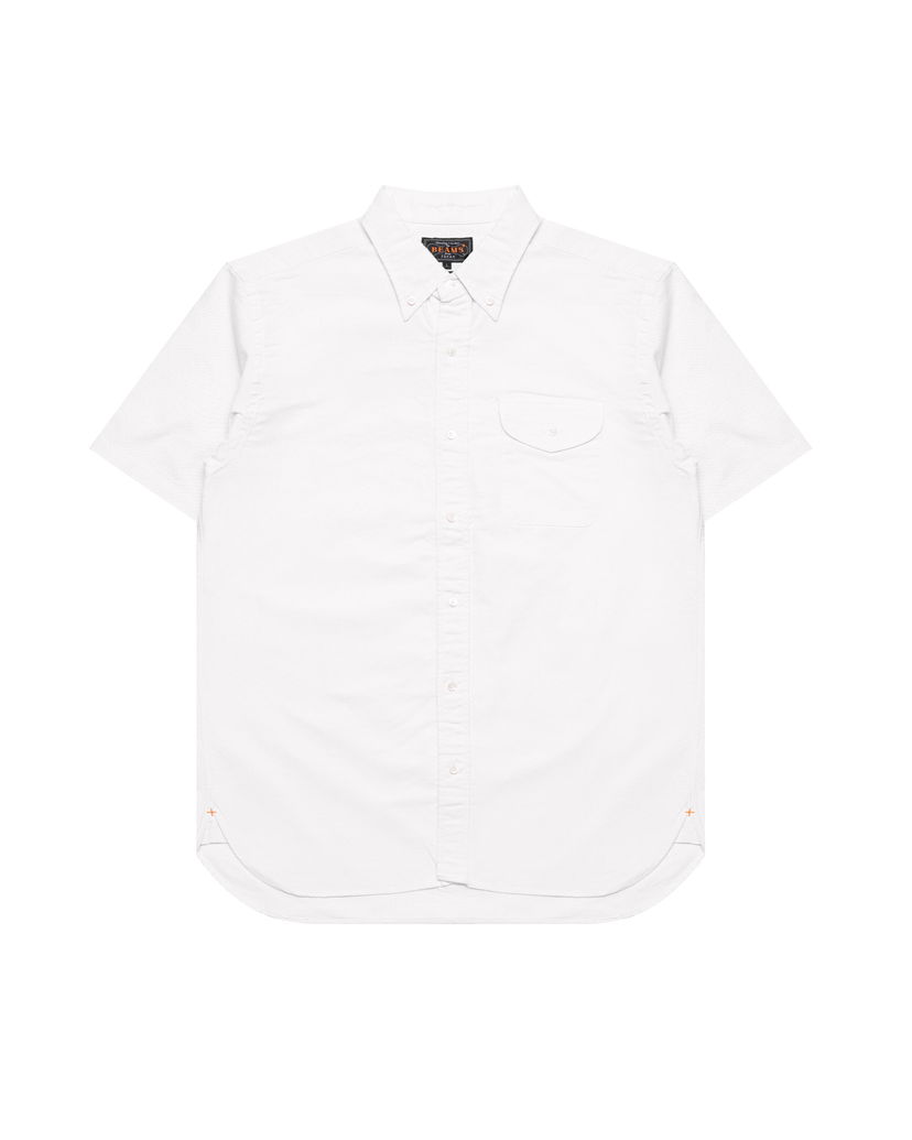 Srajce BEAMS Beams Plus Button-Down Short Sleeve Oxford Shirt Bela | 38010032139-01