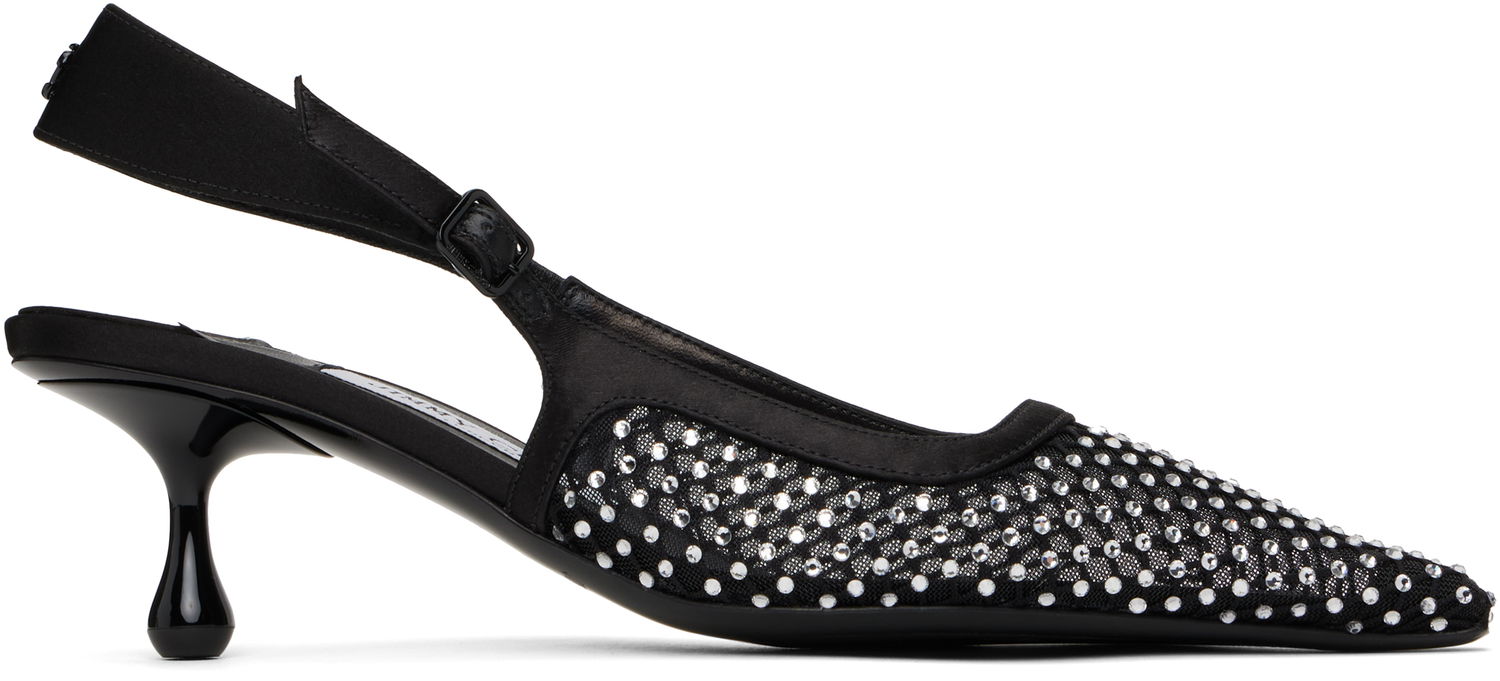 Superge in čevlji Jimmy Choo Jimmy Choo Amel 50 Crystal Slingback Heels Črna | AMEL 50 QHS, 0