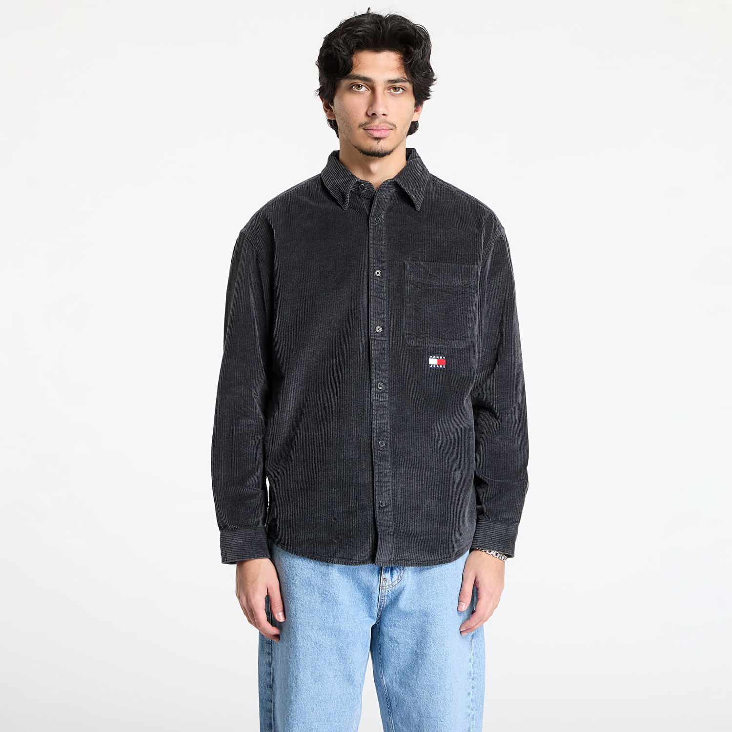 Srajce Tommy Hilfiger Tommy Jeans Relaxed Chunky Cord Overshirt Črna | DM0DM20245 PT2, 0