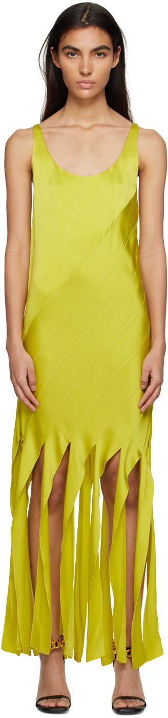 Obleke Stella McCartney Stella McCartney Women's Fringed Maxi Dress Zelena | 6A01473AU309
