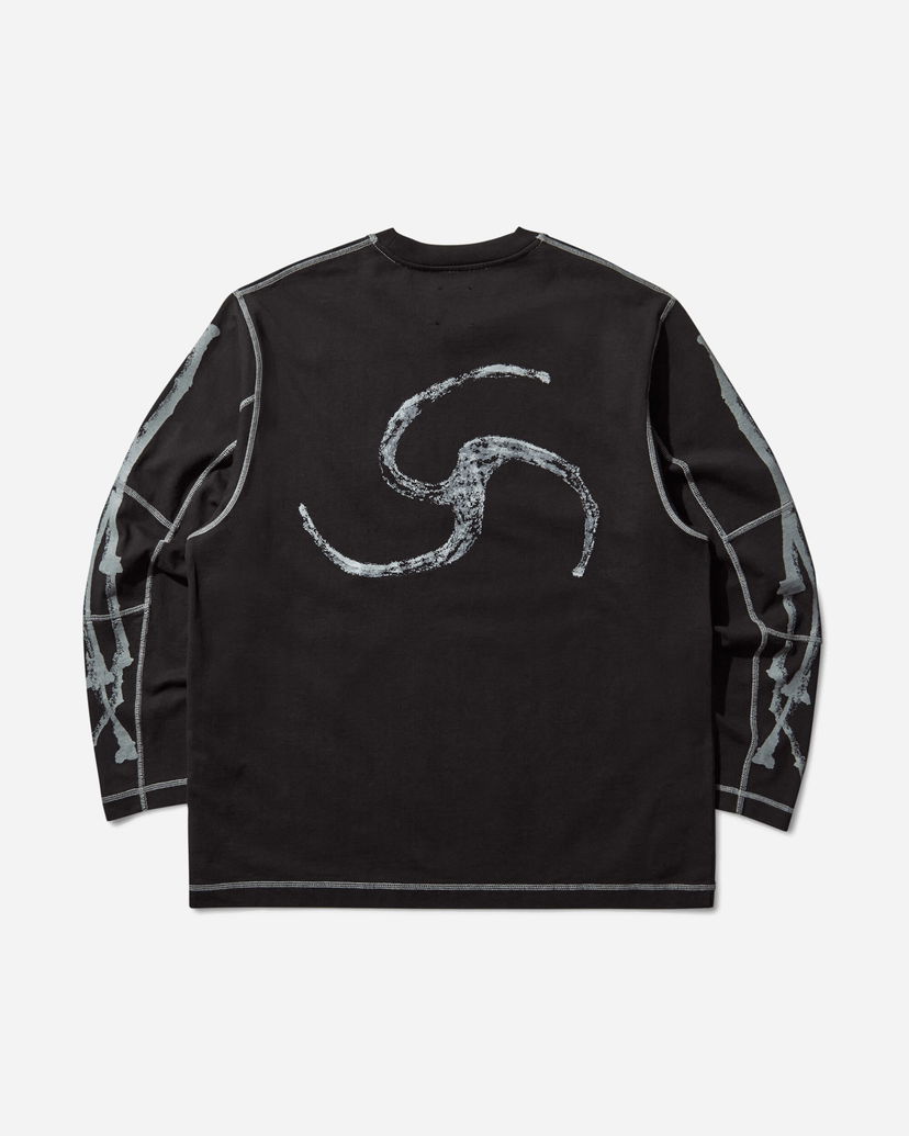 Majica ROA Sticks Stitch Organic Longsleeve T-Shirt Črna | RBMW0509JY51 BLK0001