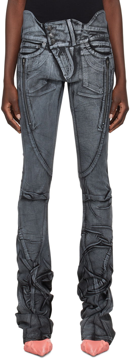 Kavbojke Ottolinger Ottolinger Trompe-l'œil Printed Skinny Jeans Siva | 1704712