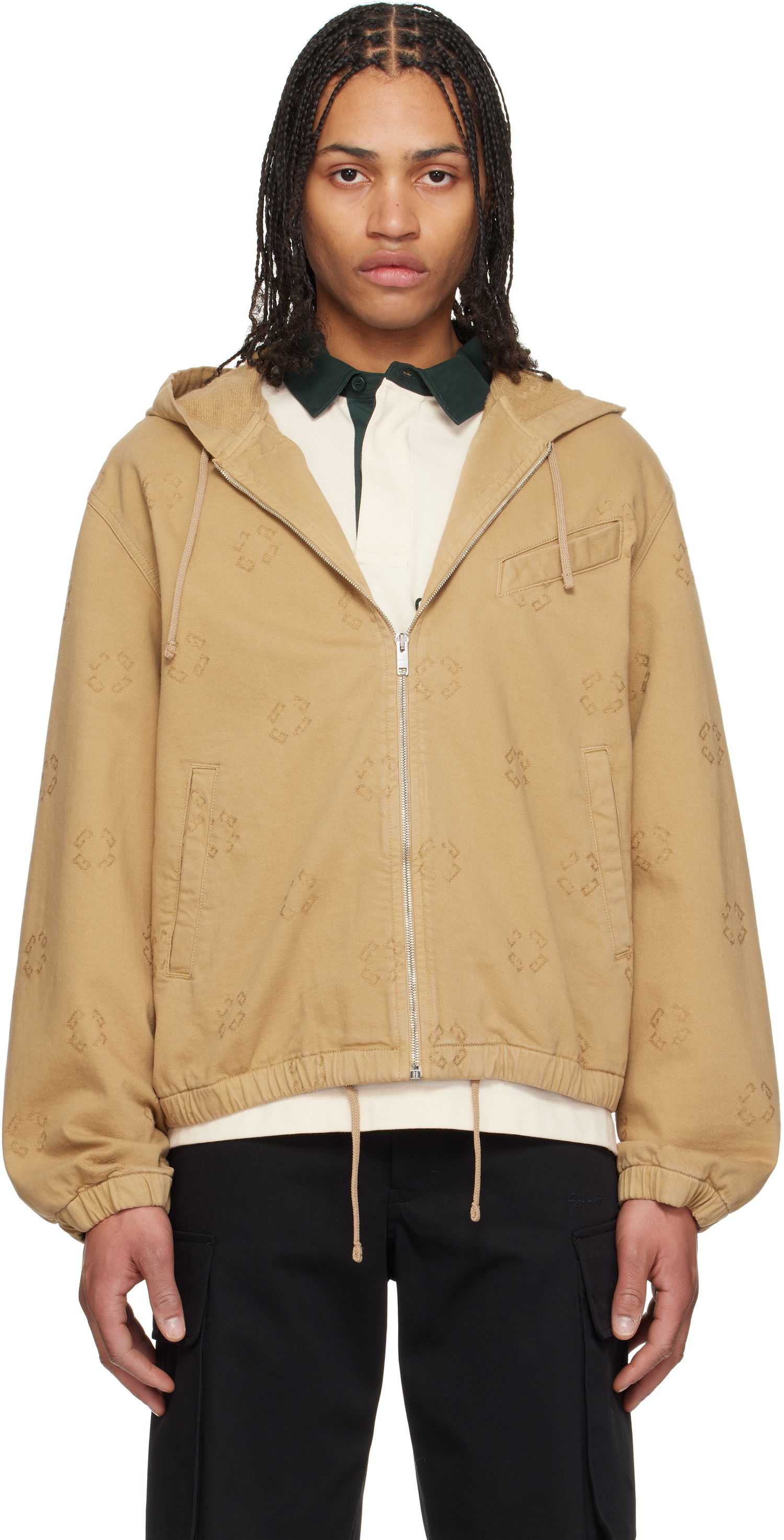 Pulover Givenchy Givenchy Monogram 72 Zipped Denim Jacket Bež | BM01AA5YC6250, 0