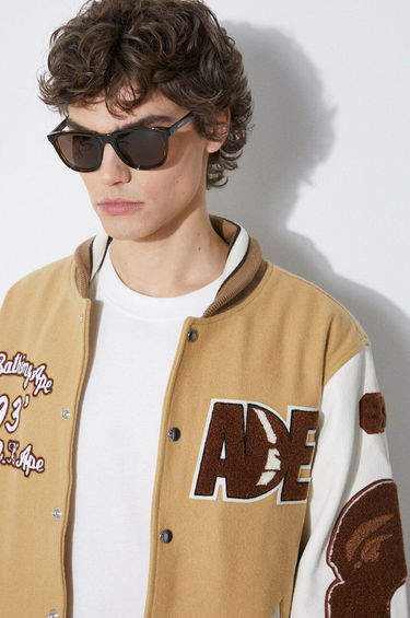 Bomber jakna BAPE Multi Motif Varsity Bomber Jacket Bež | 1J80141001, 4