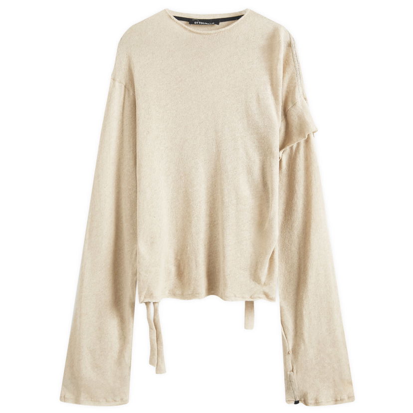 Pleteni pulover Ottolinger Ottolinger Deconstructed Linen Longsleeve Top, Size Large Bež | 601501-BEIGE