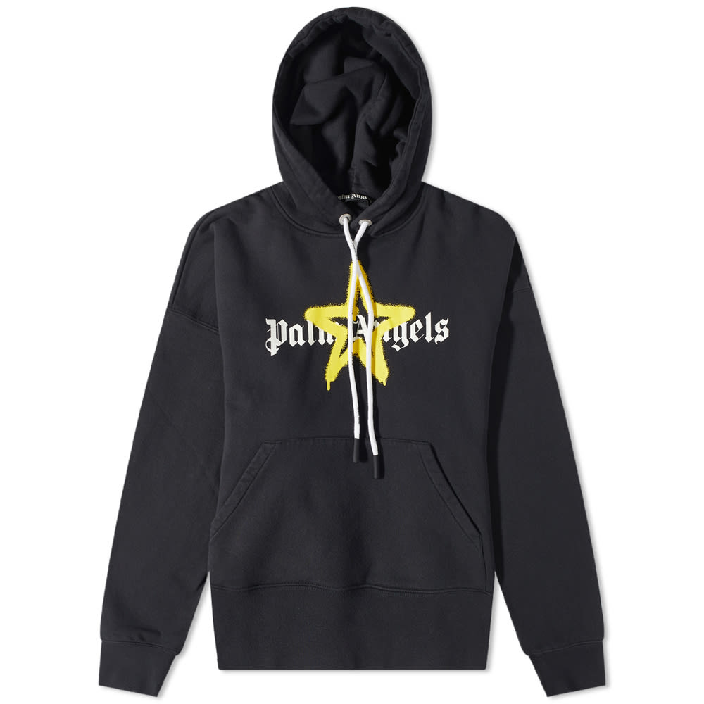 Pulover Palm Angels Star Sprayed Logo Popover Hoody Črna | PMBB058C99FLE0071018, 0