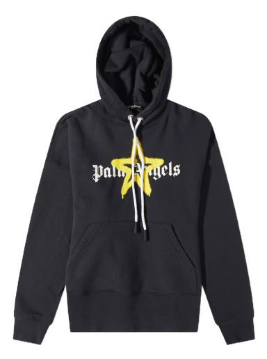 Pulover Palm Angels Star Sprayed Logo Popover Hoody Črna | PMBB058C99FLE0071018