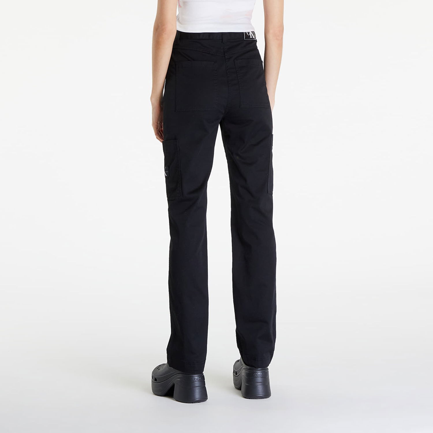 Cargo hlače CALVIN KLEIN Jeans Woven Label High Rise Straight Pant Black Črna | J20J223117 BEH, 1