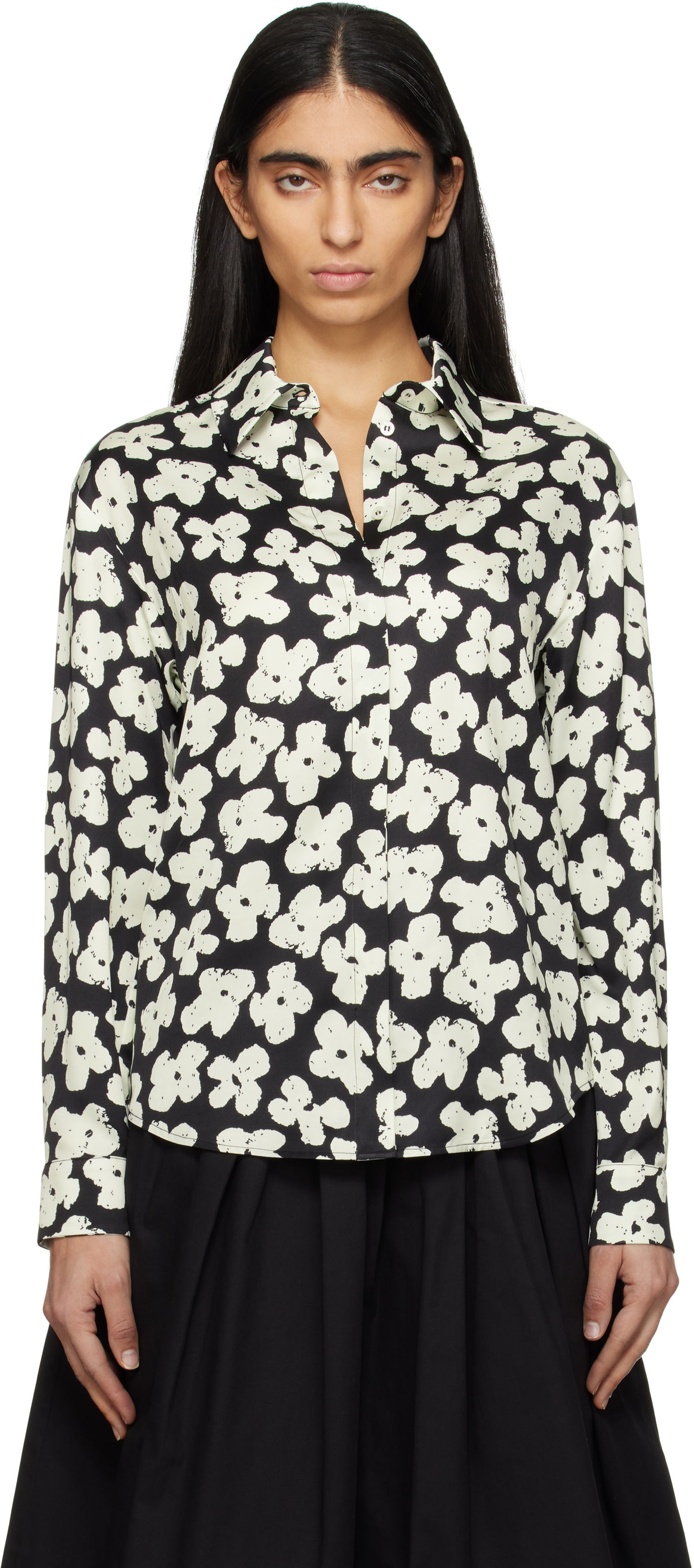 Srajce MSGM MSGM Floral Print Shirt Črna | 3841MDE24 257151, 0