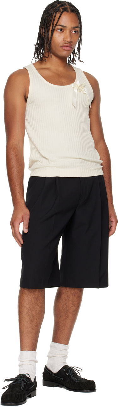 Majica brez rokavov Simone Rocha Ribbed Ribbon Daisy Tank Top Bela | 5377 1230, 3