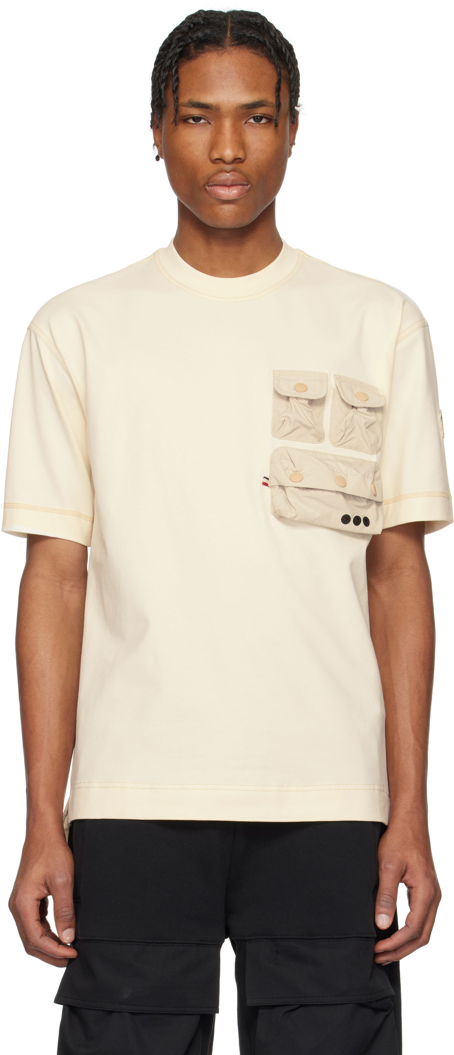 Majica Moncler Moncler Grenoble Cotton T-Shirt with Pockets Bež | K10978C0000389AW1, 0