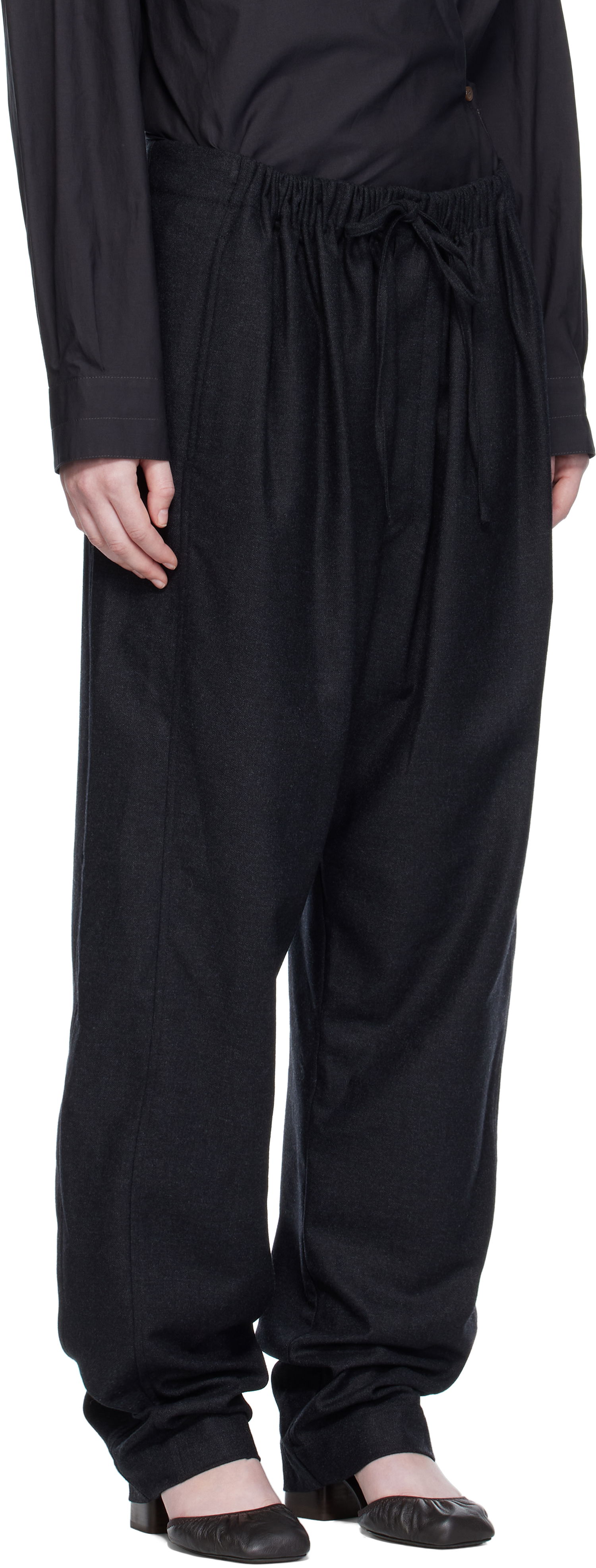 Hlače LEMAIRE Drawstring Trousers Črna | PA1222 LF1158, 1