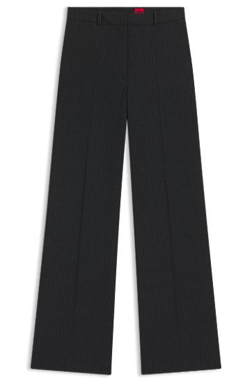 Hlače BOSS Regular-fit Pinstripe Trousers Črna | 50547586
