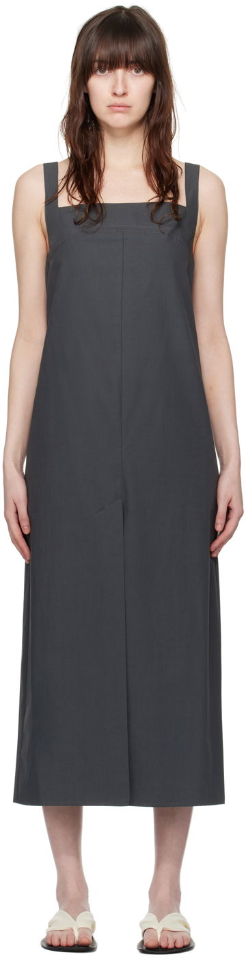 Obleke Loulou de Saison Loulou de Saison Makeen Midi Dress Siva | MAKEEN