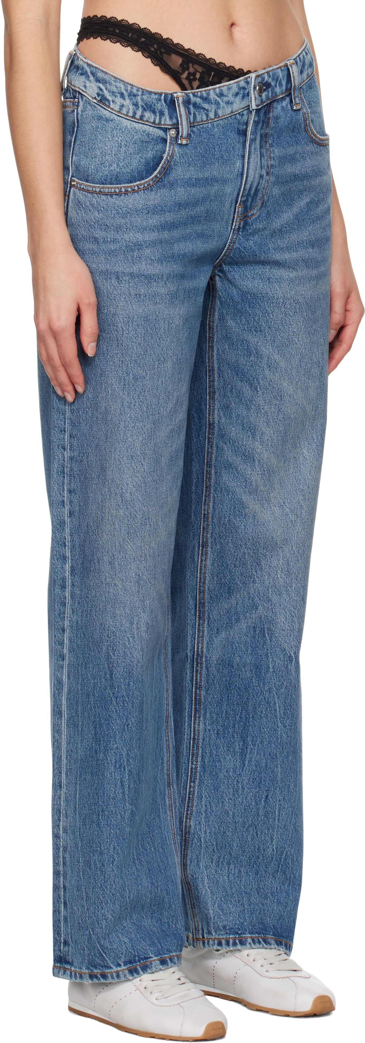 Kavbojke Alexander Wang Pre-Styled Denim Jeans Modra | 4DC1254612, 1