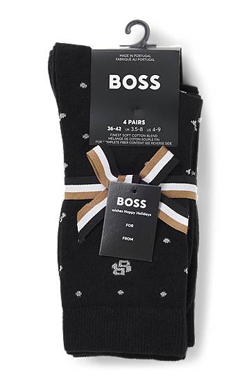 Nogavice BOSS Four-pack of regular-length socks with polka dot and monogram details Črna | 50546742, 1
