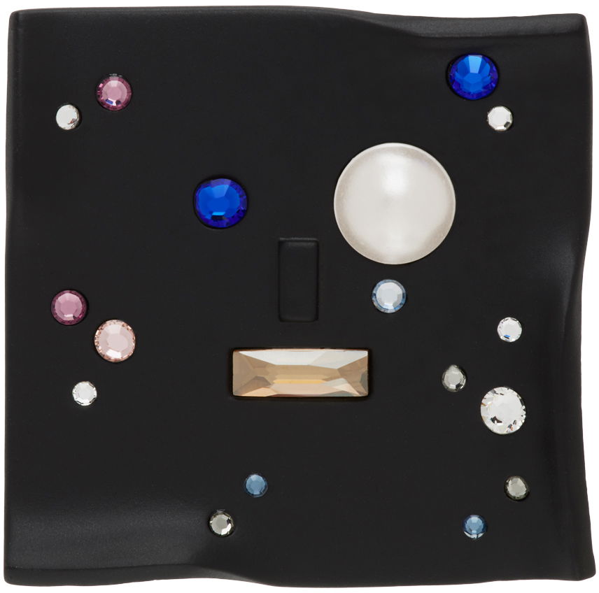 Zatiči ADER ERROR Black Crystal-Embellished Wavy Brooch Črna | BMSWSSJW0904BK, 0