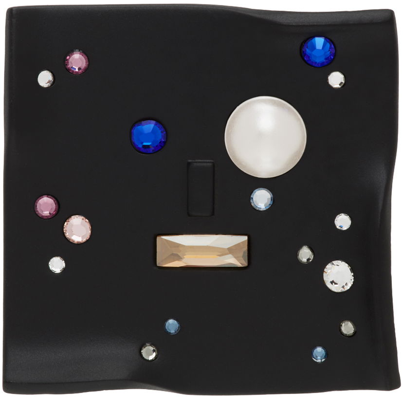 Zatiči ADER ERROR Black Crystal-Embellished Wavy Brooch Črna | BMSWSSJW0904BK