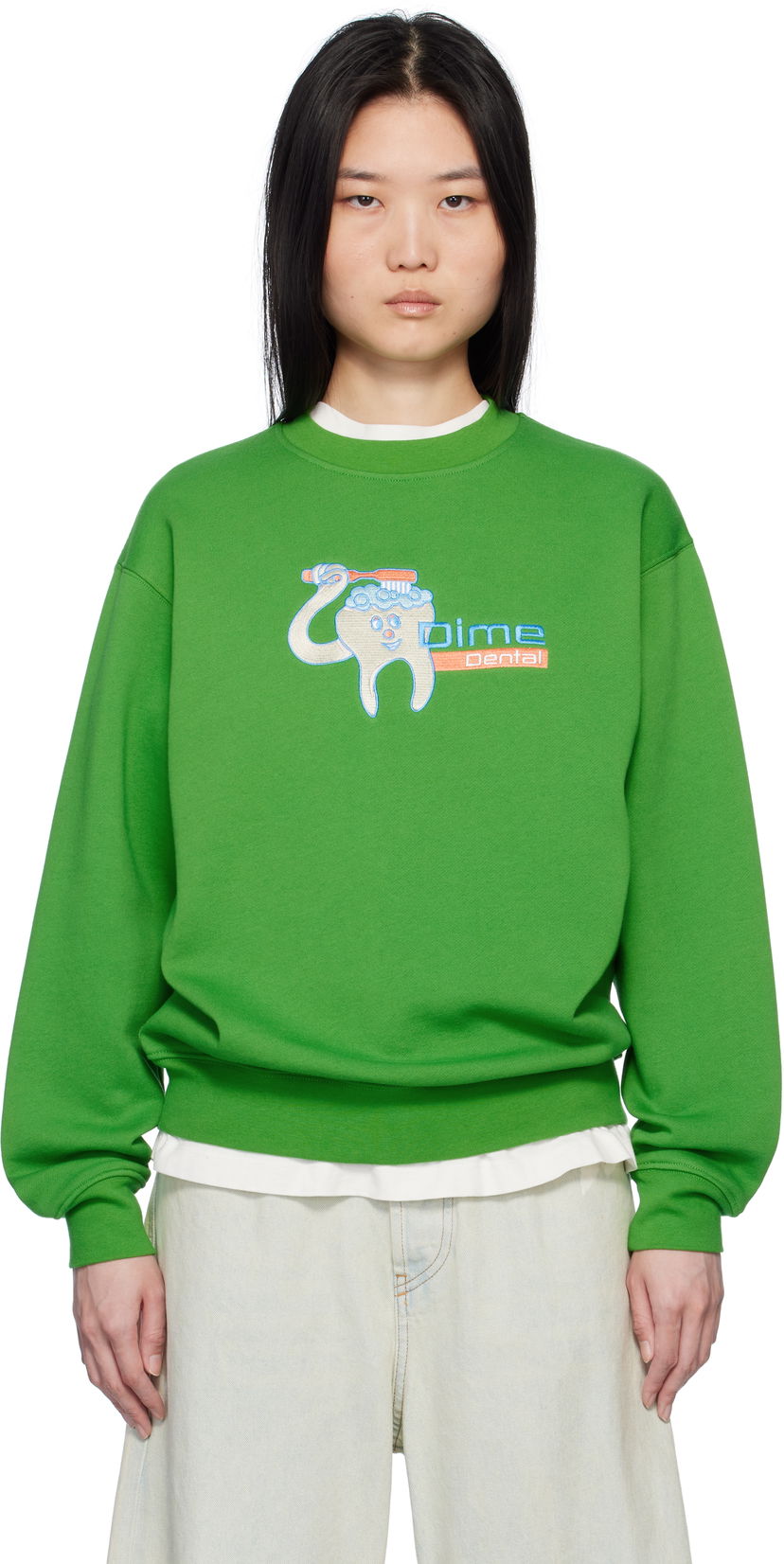 Pulover Dime Dental Care Crewneck Sweatshirt Zelena | DIMEHO2452GRN