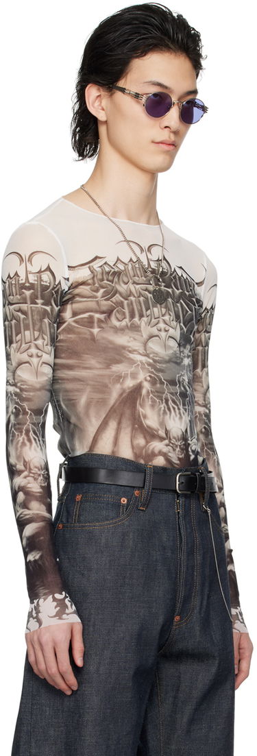 Majica Jean Paul Gaultier Jean Paul Gaultier 'The Diablo' Graphic Mesh Long Sleeve T-Shirt Bela | 24/25-U-TO137-T546-0100, 1