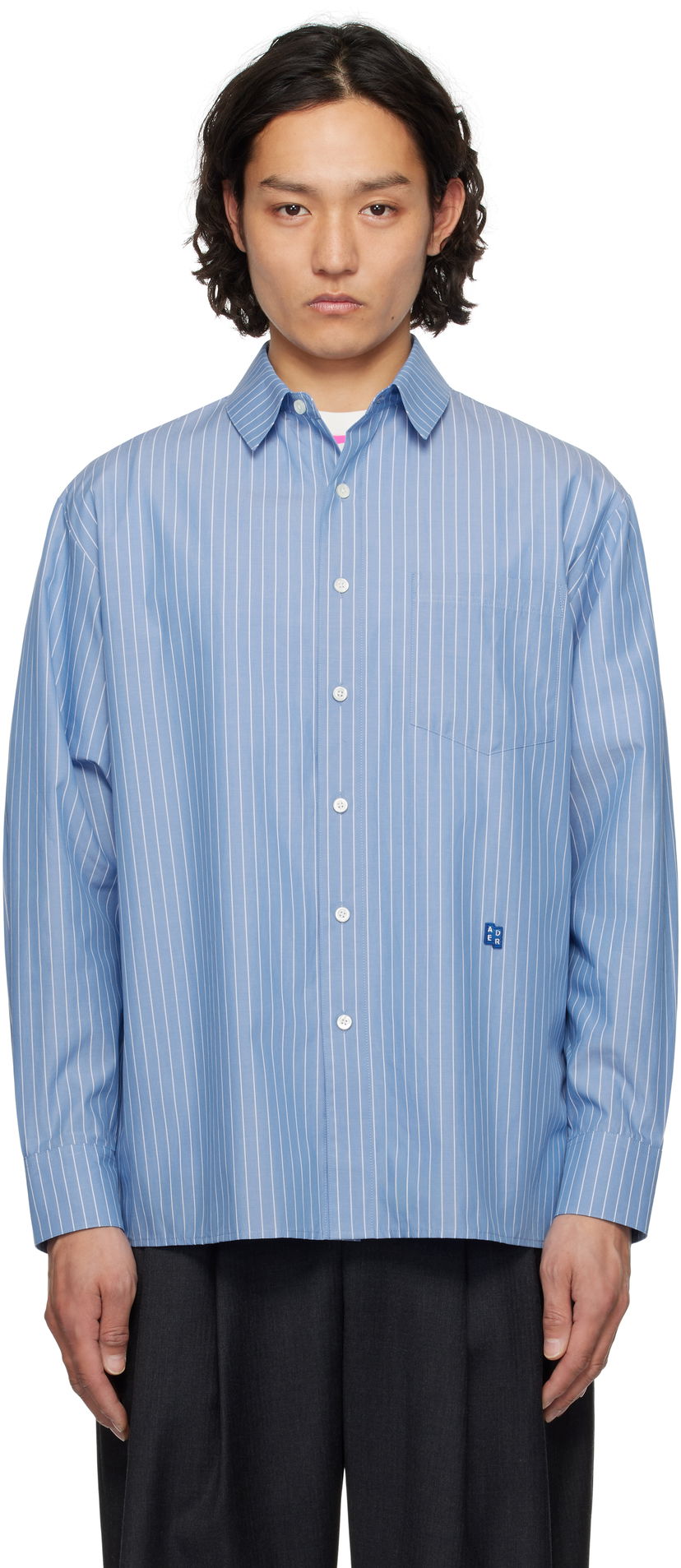 Srajce ADER ERROR ADER error TRS Tag 01 Striped Shirt Modra | BO42FYSH0101ST