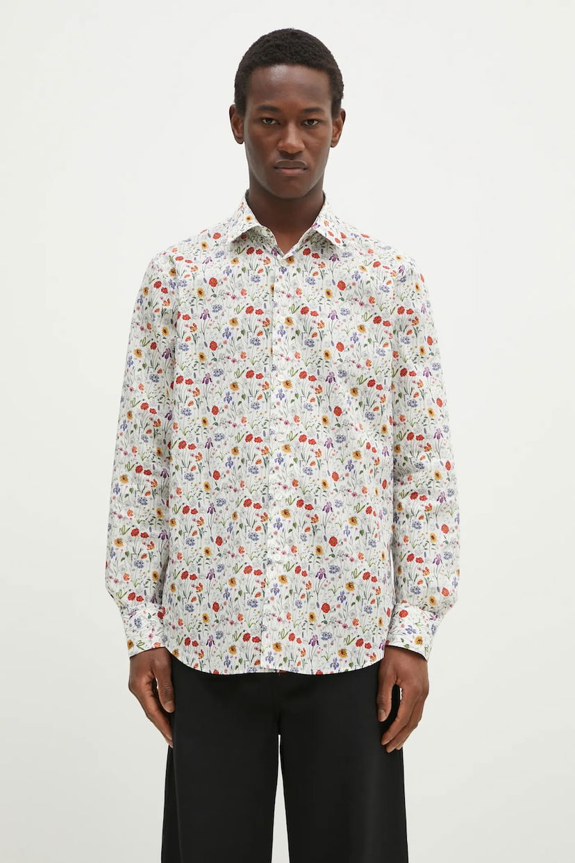 Srajce Paul Smith Paul Smith Regular Fit Floral Print Shirt Bela | M1R.800P.P02562