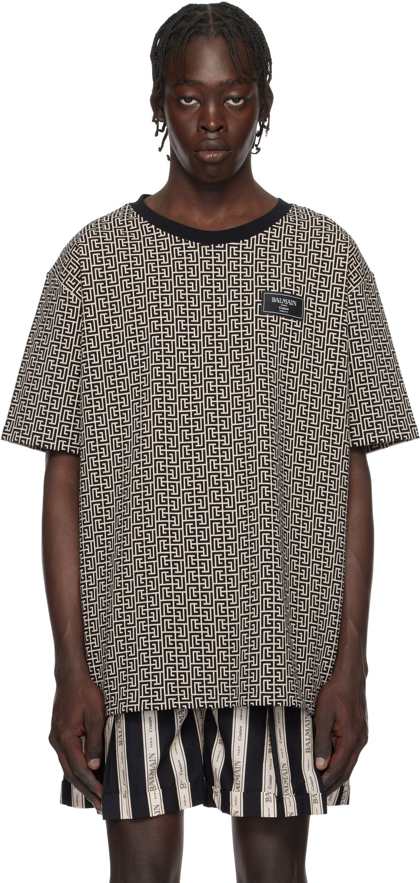 Majica Balmain Labyrinth Print T-Shirt Siva | EH1EG010BC90