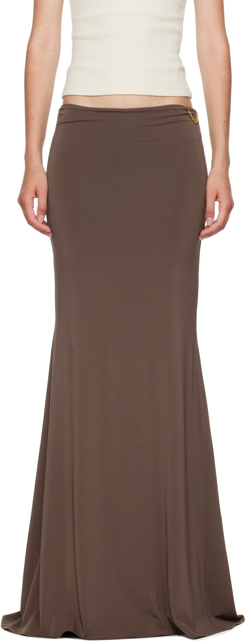 Krila AMIRI AMIRI Logo Chain Maxi Skirt Rjava | AWSKCA1022