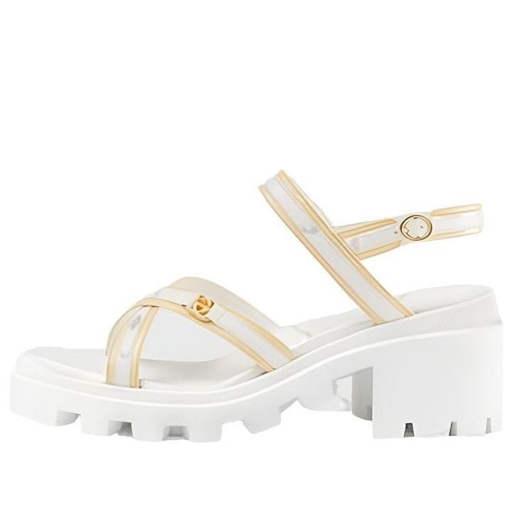 Superge in čevlji Gucci Gucci Lug Sole Sandal with Web Bela | 645776-D3VF0-9364, 0