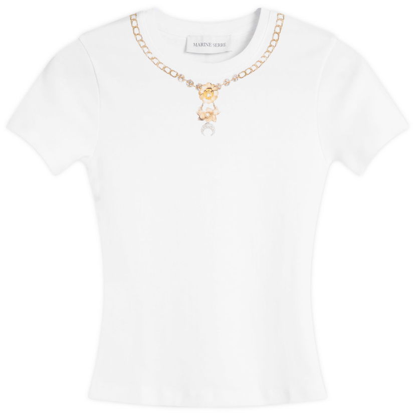 Majica Marine Serre Trompe-L'Oeil Jewelry Baby Fit T-Shirt Bela | WTT012ACJER0092-WH10
