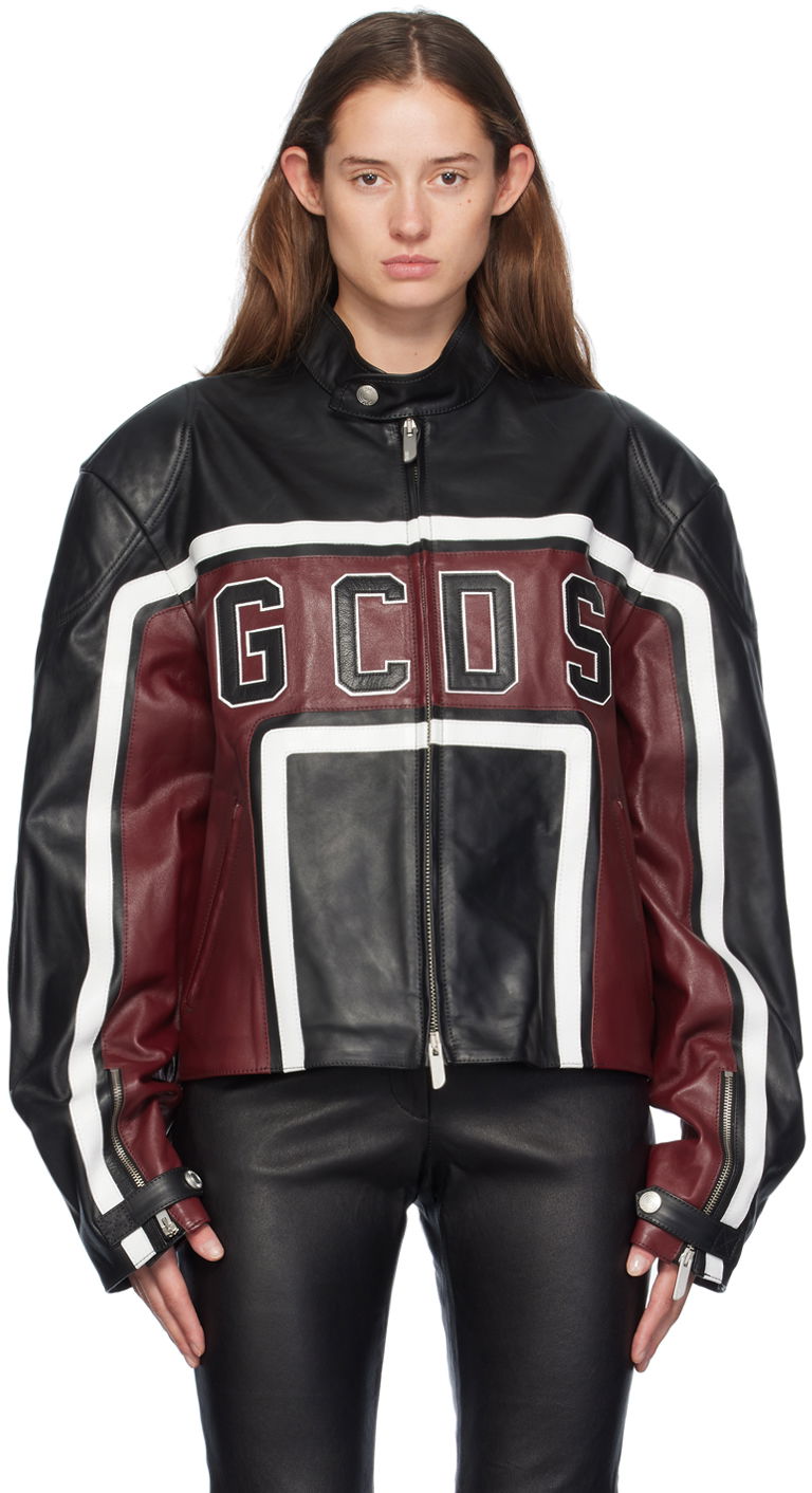 Jakna GCDS Leather Racing Jacket Črna | A2OM0902LA4