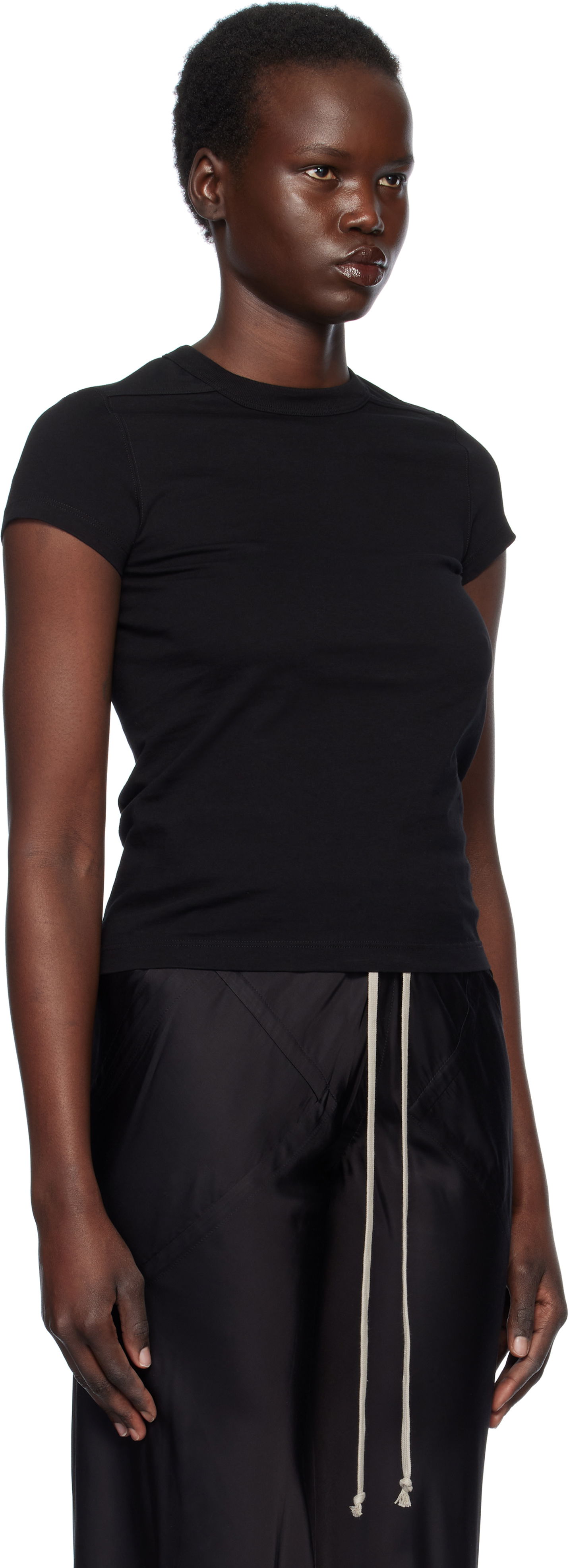 Majica Rick Owens Rick Owens Hollywood Cropped Level T-Shirt Črna | RP01E7235 JA, 1